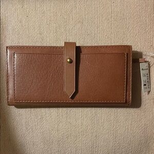 MADEWELL Leather Post Wallet in English Saddle